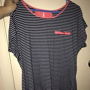 Black and white blouse with pink detailing